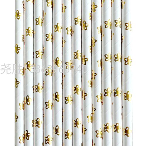 new gilding knot paper straw gold drink straw disposable paper straw party dessert table decoration