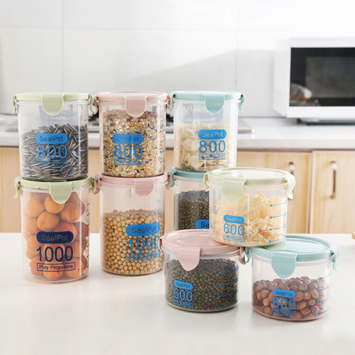 creative transparent plastic buckle sealed jar nuts dry goods storage jar food storage box storage jar grains jar