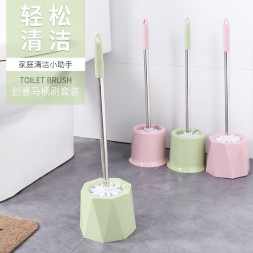 Creative Toilet Brush Stainless Steel Long Handle Cleaning Brush Floor with Base Toilet Brush Household Toilet Brush