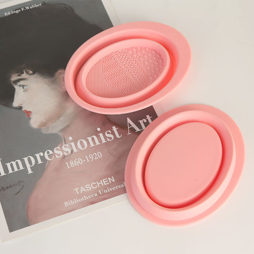 Oval Folding Dish Washing Makeup Cleaning Brush Bowl Beauty Tools Silica Gel Scrubbing Cleaning Bowl