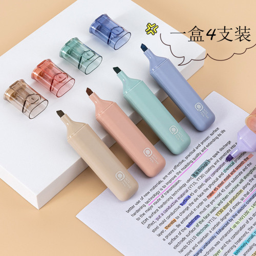 Morandi Double-Headed Fluorescent Pen Student Stationery Large Capacity Key Marking Pen Eye Protection Color Marker