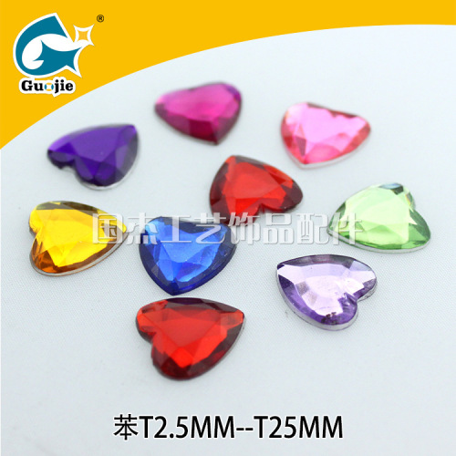 Manufacturers Wholesale Domestic Acrylic Diamond Peach Heart Flat Diamond Toy Headdress Crafts Sticking Diamond DIY Jewelry Accessories