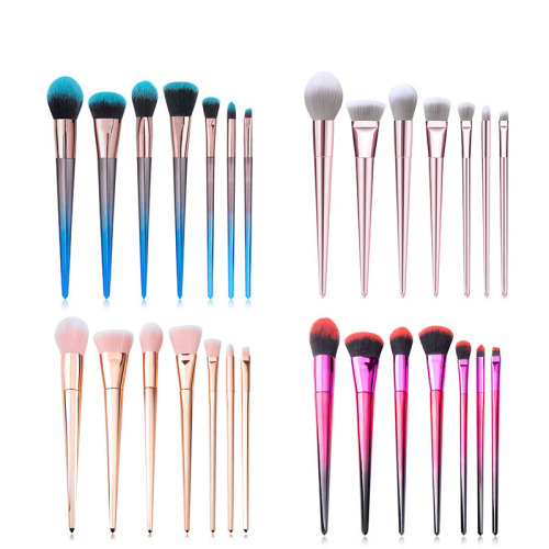Manufacturers Supply New 7 makeup Brush Set Diamond Gradient Peacock Blue Makeup Brush Beauty Tool Set