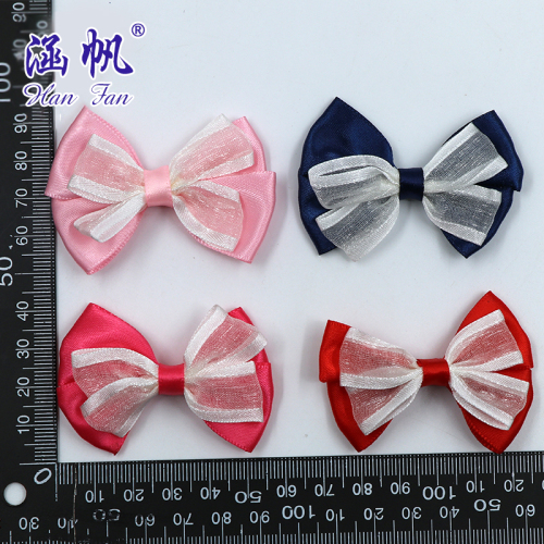 korean-style double-layer two-color yarn strip ribbon bow formal wear business wear men‘s wedding groomsman bow tie