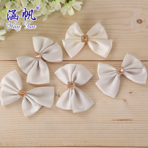 beige rhinestone decoration double bow wedding socks clothing hairpin hair accessories decoration factory direct sample customization