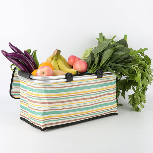 Double Handle Foldable Shopping Basket Portable Household Vegetable Basket Insulation Picnic Basket