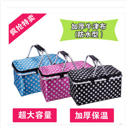 dot insulation portable insulation picnic basket oxford cloth waterproof foldable shopping basket