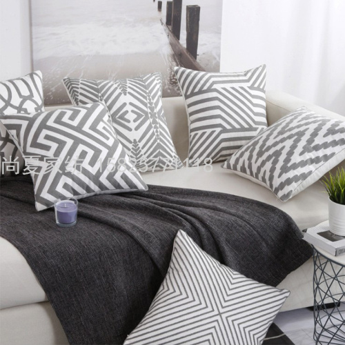 nordic cotton embroidered pillowcase simple embroidered pillowcase sofa geometric cushion cover 45 * 45cm without core