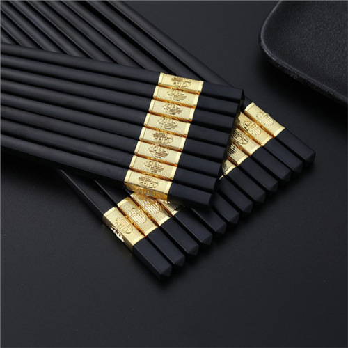 gold and silver fu character hotel alloy chopsticks 10 pairs home disinfection chopsticks gift box chopsticks set