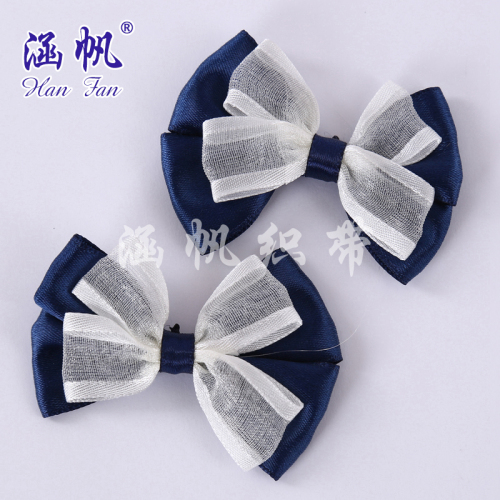White Mesh Color Ribbon Bow Clothing Ornament Decoration