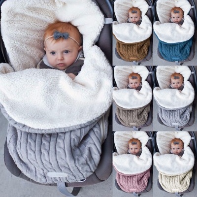 European and American Multi-Functional Sleeping Bag Baby Outdoor Baby Stroller Sleeping Bag Cover Blanket Wool Knitted 