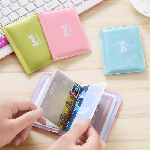 korean cute bow 12-digit card holder id pvc women‘s fashion card holder bus card holder