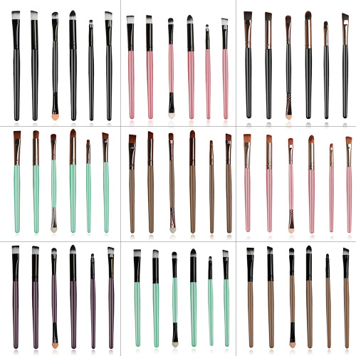 6 pcs black eye brush makeup brush eyeshadow brush black beauty tools without logo foreign trade spot