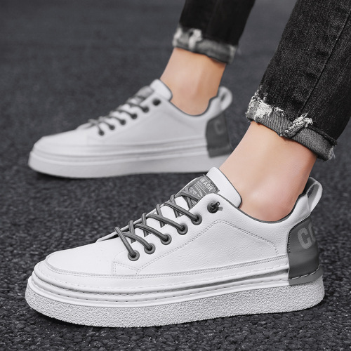 Black Casual Leather Shoes Men‘s Simplicity White Shoes Leather Surface Skateboard Shoes Boys All-Matching Spring Men‘s Shoes 2022 New