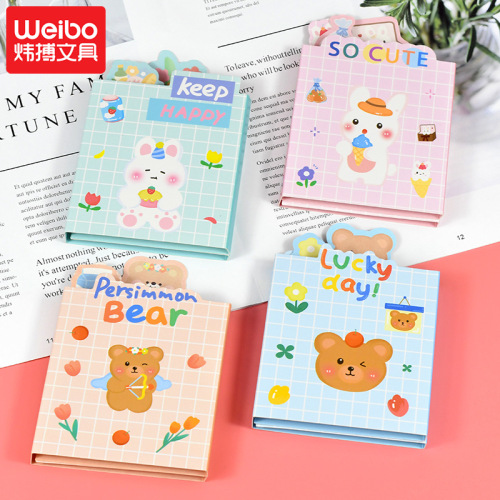 New Weibo Stationery Cute Notepad Cartoon Animal Multi-Color Note Paper Sticky Student Utensils Gift