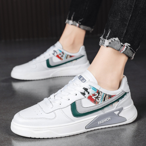 Spring New Korean Style Fashionable Classic White Shoes Fashionable Graffiti Stitching Casual Shoes Youth College Style Daily