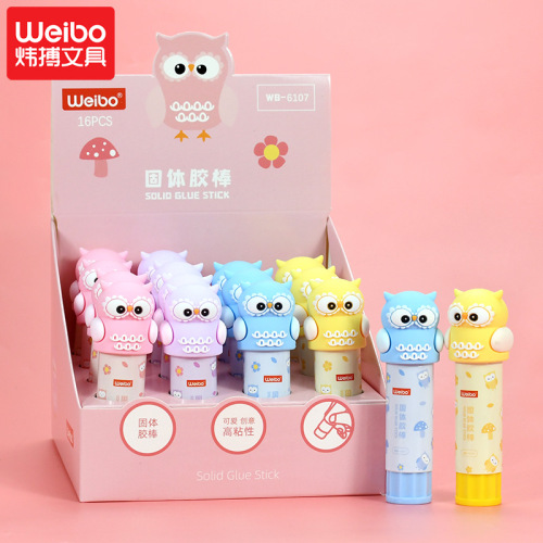 weibo stationery cute owl solid glue student special multi-color cartoon shape glue gift