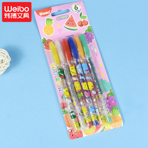 Fluorescent Pen Cartoon Fruit Korean Style Cute Student Children‘s Class Painting WB-6009-6 Factory Wholesale