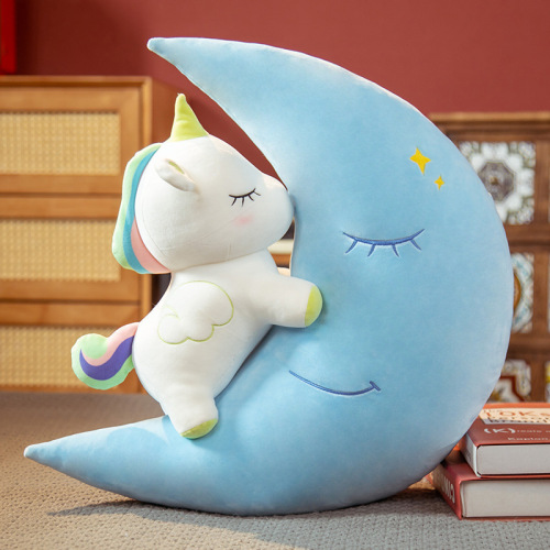 nordic style room decorative creative toy moon pillow tiktok unicorn plush ragdoll children‘s day gift