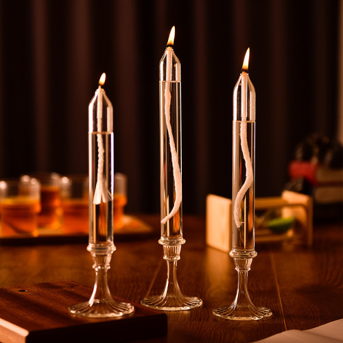 Glass Candlestick Romantic European Nordic Style Candle Candlestick Lamp Glass Oil Lamp Home Ornament Creative Ornaments