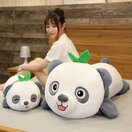 bamboo leaf panda doll plush toy lying black and white panda doll scenic spot souvenir children‘s birthday gift
