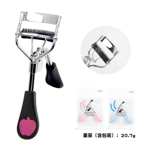 peach heart handle eyelash curler with comb fan-shaped wide-angle comb side clip beauty makeup curling false eyelashes auxiliary tool
