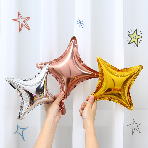 10-inch four-angle star aluminum film balloon small party star birthday wedding decoration supplies wholesale cross-border e-commerce