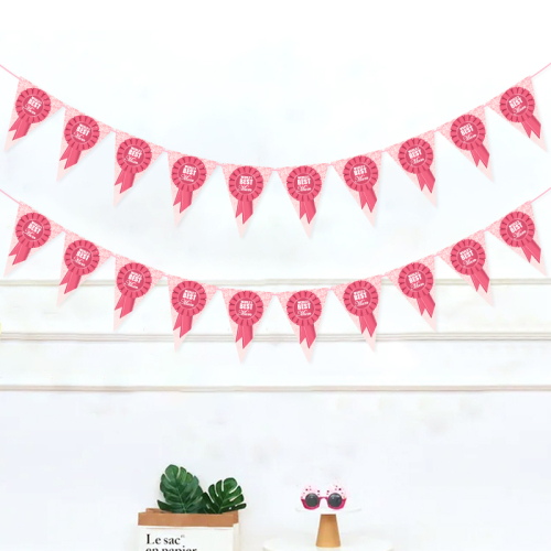 mother‘s day party decoration banner string flag pink world‘s best mum triangle paper pull flag