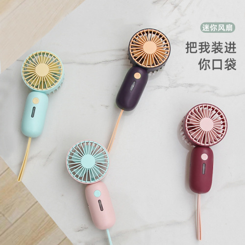 new mini handheld fan usb charging with lanyard color series portable portable summer pocket fan