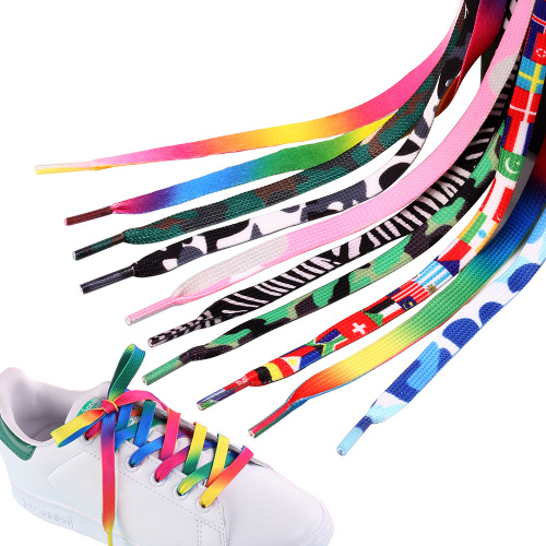 Manufacturer Colorful Ribbon Rainbow Gradient Printing the Skating Shoes Skates Shoelace