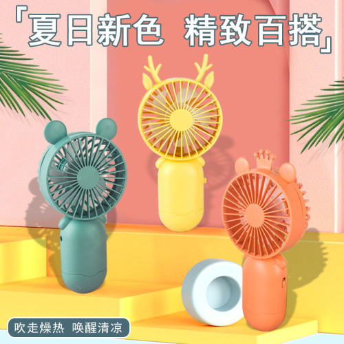 crown mini fan usb handheld compact cartoon children charging portable dormitory bed pocket fan gift