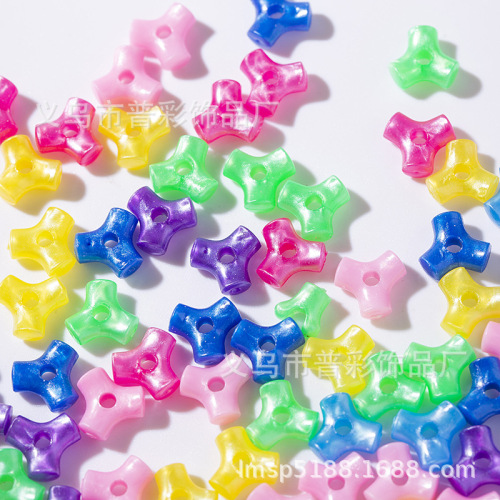 three-color plastic beads diy making triangle flower windmill flower bead curtain small bone loose beads