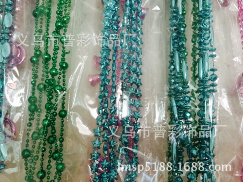 Factory Supply Transparent Colorful 3mm String Beads Christmas Cotton Thread Plastic Bead Chain