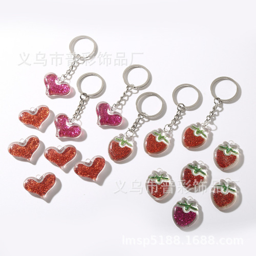 factory wholesale acrylic pendant drop oil peach heart key ring pendant