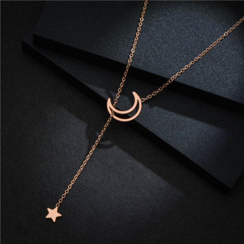 Star Moon Necklace Light Luxury Minority Design Clavicle Chain Female Ins Cold Style New Graceful and Fashionable Pendant Brand New