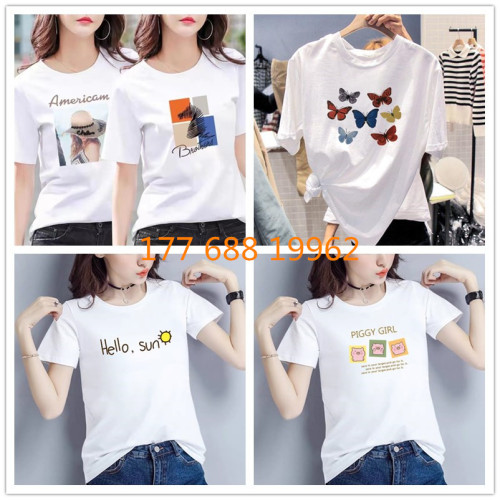 white milk silk short-sleeved t-shirt women‘s korean-style base loose round neck half sleeve t-shirt top stall supply