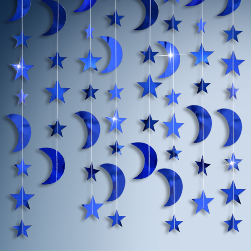 Room Layout Decoration Blue Silver Gold 2M 4M Star Moon Sequins Garland