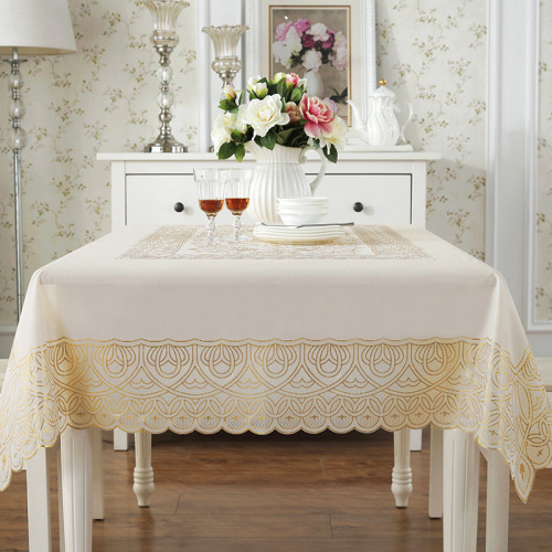 spot wholesale rectangular tassel pvc tablecloth gilding household tablecloth tablecloth european classical rectangular tablecloth