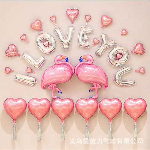 Wholesale Creative Letters Aluminum Film Adult Romantic Flamingo Balloon Package Wedding Confession Birthday Balloon Layout
