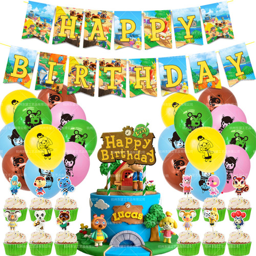 animal mori party decoration mori youhui flag cake card balloon set children‘s birthday party supplies