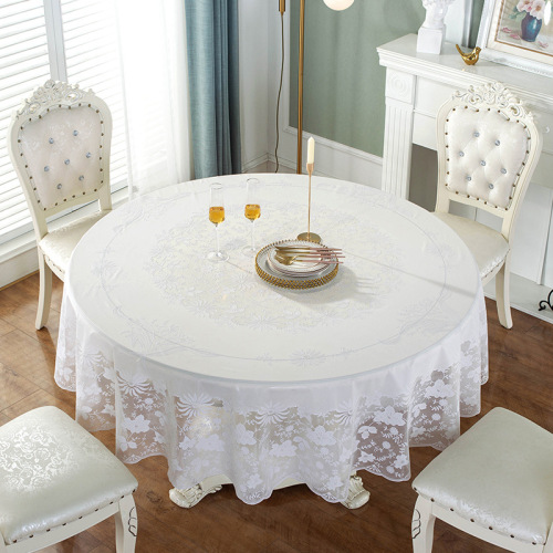 European Western Restaurant round Table Cloth Household Light Luxury Style PVC Table Cloth Two-Color Optional Living Room round Table Cloth 