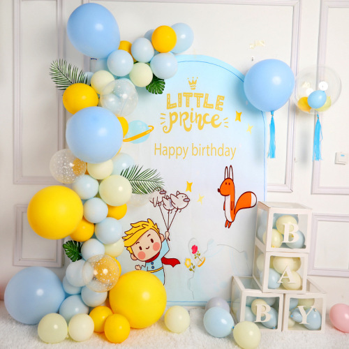 boys and girls one month old one hundred days one hundred days banquet layout one year old birthday layout background wall balloon party decoration scene