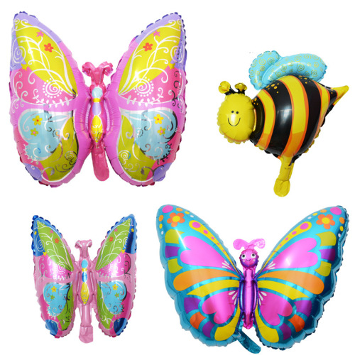 cross-border spring large butterfly balloon mini bee aluminum film balloon decoration spring theme insect modeling balloon