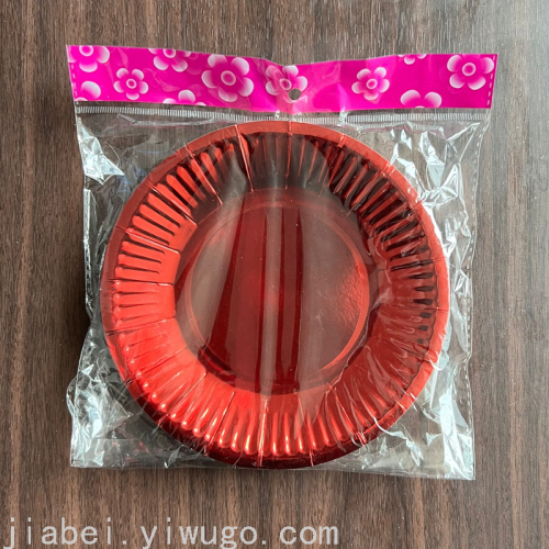 6-inch disposable disc glossy red thickened paper pallet paper plate party paper pallet disc can be customized