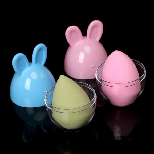 creative beauty egg box wet and dry makeup egg storage box water drop oblique cut gourd powder puff plastic box