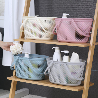 Bath Drain Basket Portable Storage Shower Caddy Tote Rattan Plastic Bathroom  Organizer Cosmetic Wash Handle Box - AliExpress