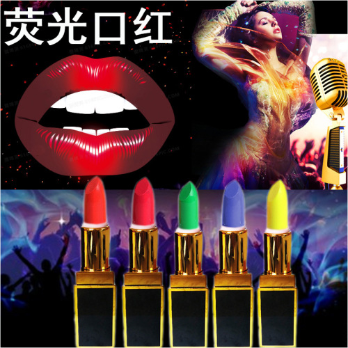 Spot Cross-Border Fluorescent Lipstick Neutral Logo-Free Halloween Black Lipstick Glowing Luminous Lipstick Wholesale