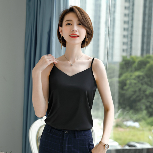 Spring and Summer V-neck Imitation Mulberry Silk Top Elegant Inner Satin Camisole Women‘s New Bottoming Shirt