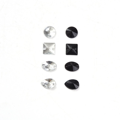Imitation Platform Acrylic Drill Flat Satellite Pointed Surface Double Hole Hand Sewing Stone flower Accessories He Embroidered Wedding Dress Beads Accessories