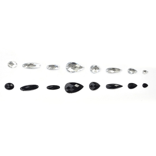Imitation Platform Acrylic Diamond Flat Black Drop-Shaped Turtle Surface Two-Hole Hand-Stitched Diamond Plastic Stone beaded Semi-Finished Products